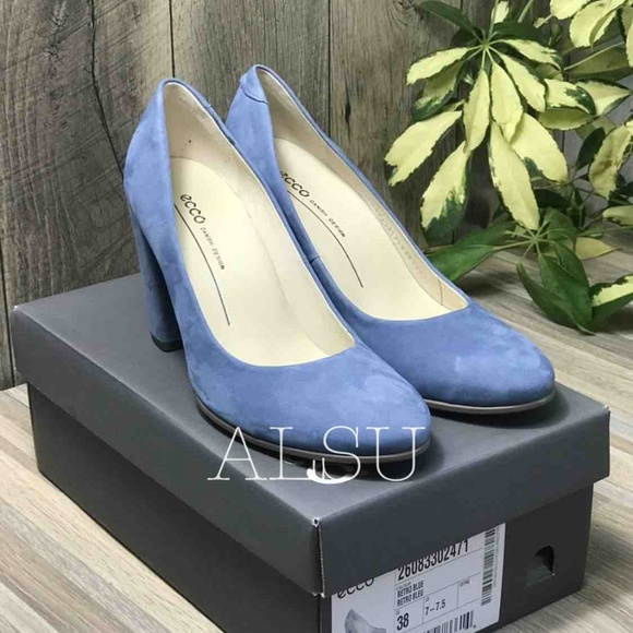 Heels Shape 75 Block Retro Blue Suede 